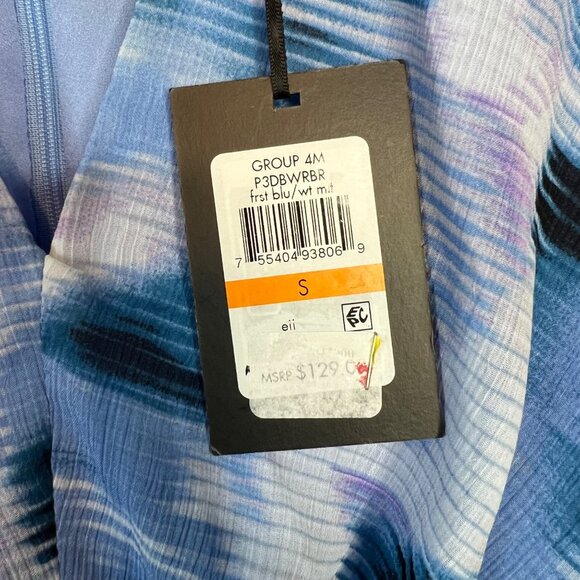 DKNY Sleeveless Printed Dress Size S Ruched Chiffon Blue Purple Mini NWT - Picture 6 of 9